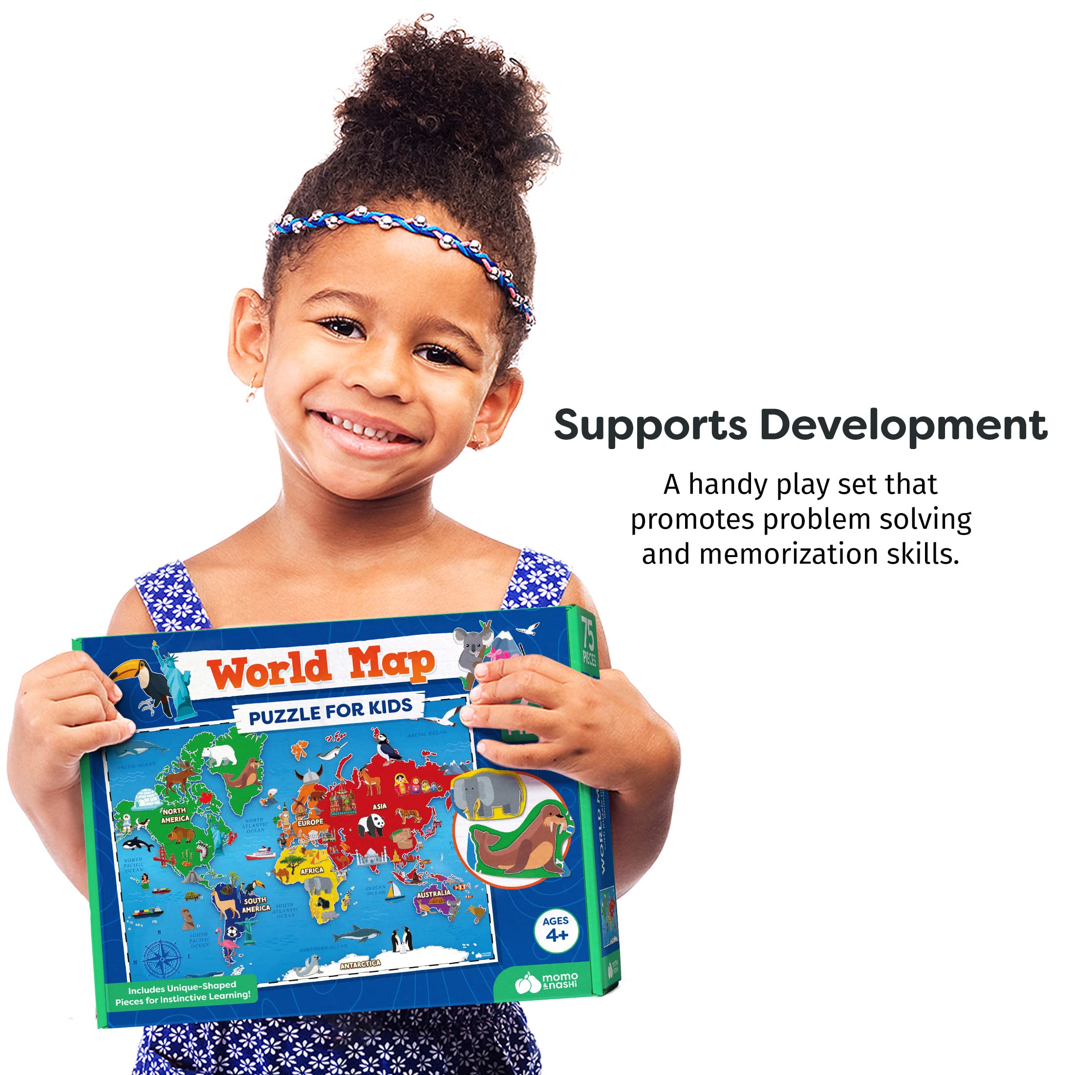 Momo & Nashi globe atlas style puzzle for geography exploration