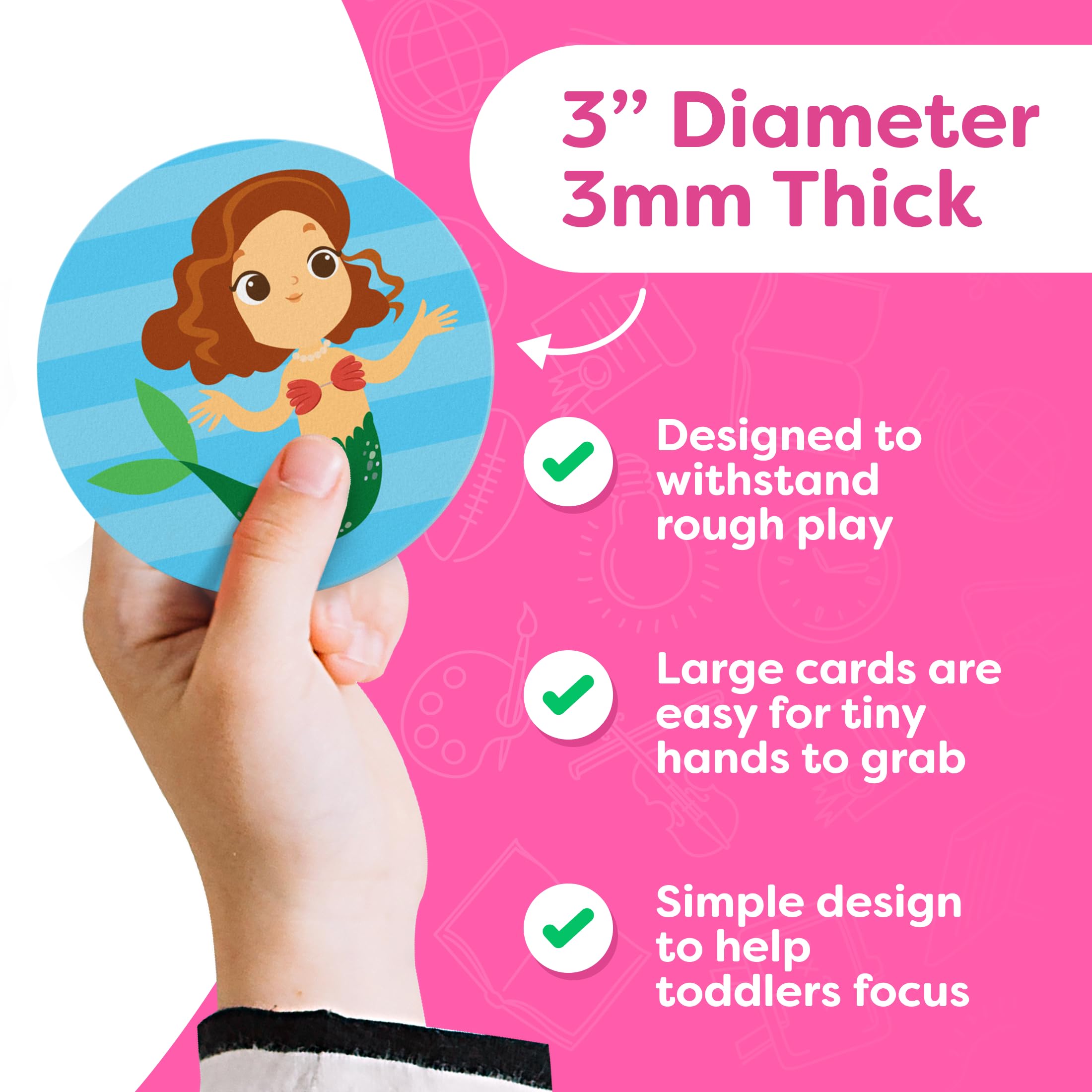 Momo and Nashi mermaid card design close-up shows glossy, durable finish.