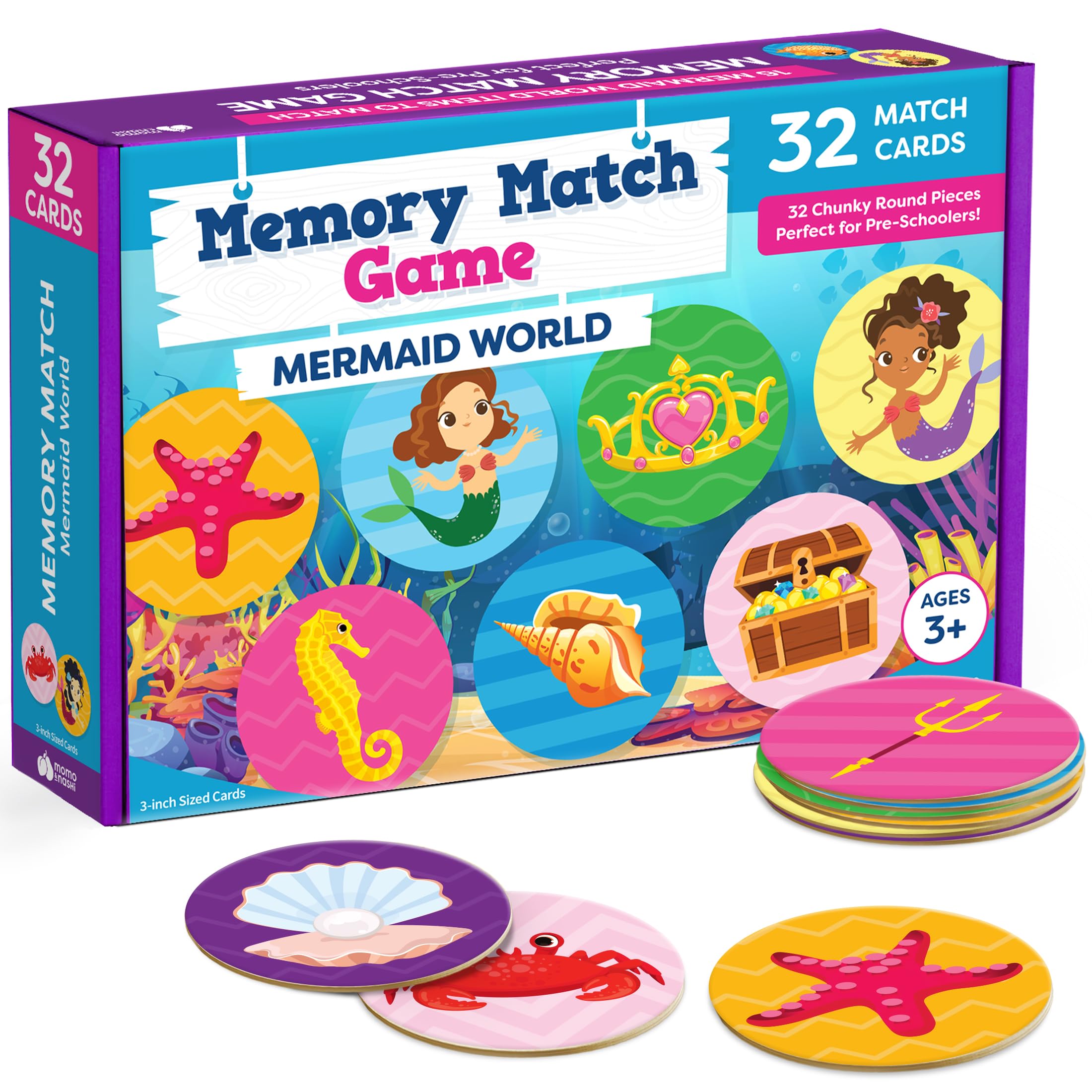Momo and Nashi mermaid matching game cards boost memory and focus for kids.
