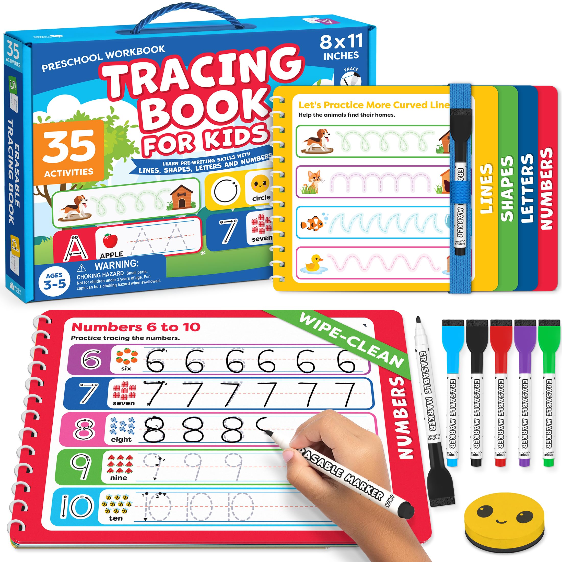 Momo & Nashi preschool letter tracing kit supports early handwriting practice on the go.