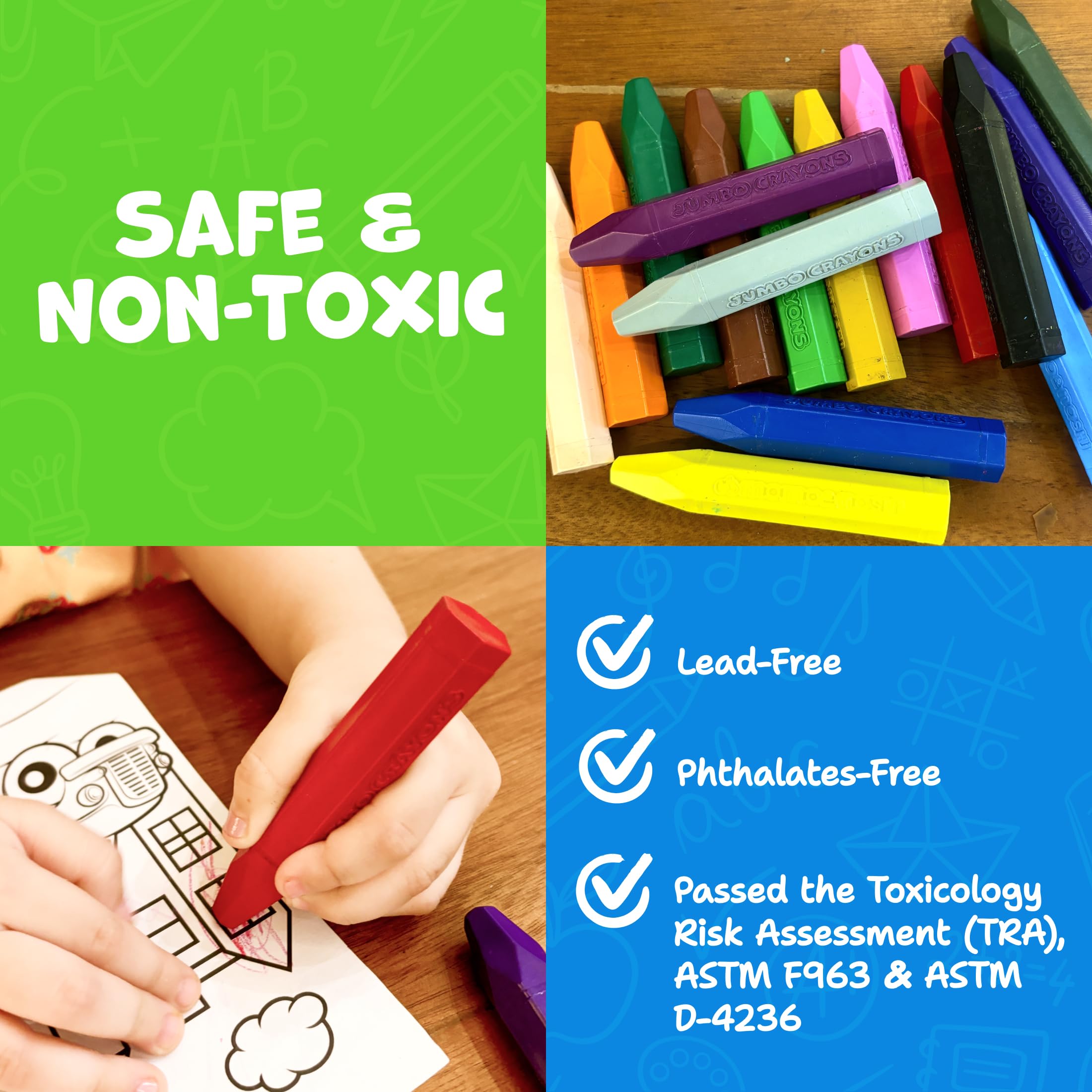 Momo & Nashi unbreakable jumbo crayons designed for rough toddler use