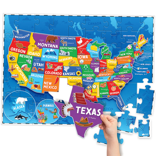 Momo & Nashi USA map puzzle shows all 50 states for geography learning