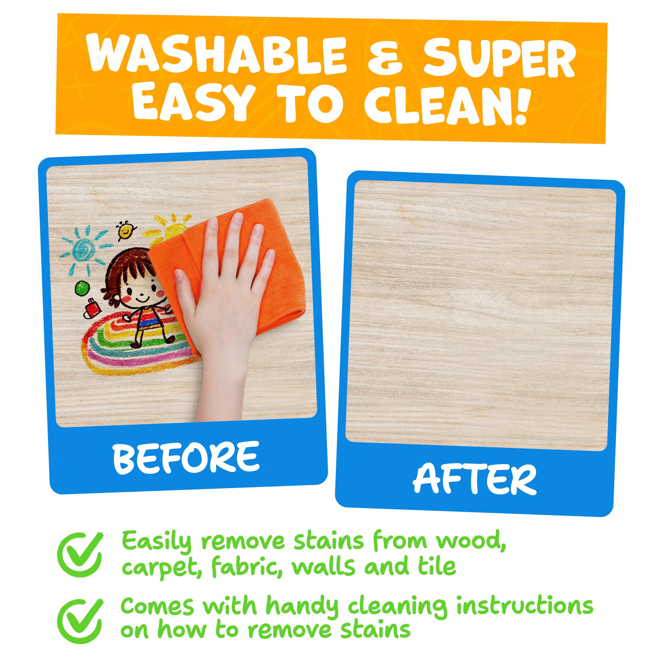 Momo & Nashi washable crayons easy to clean from skin and surfaces