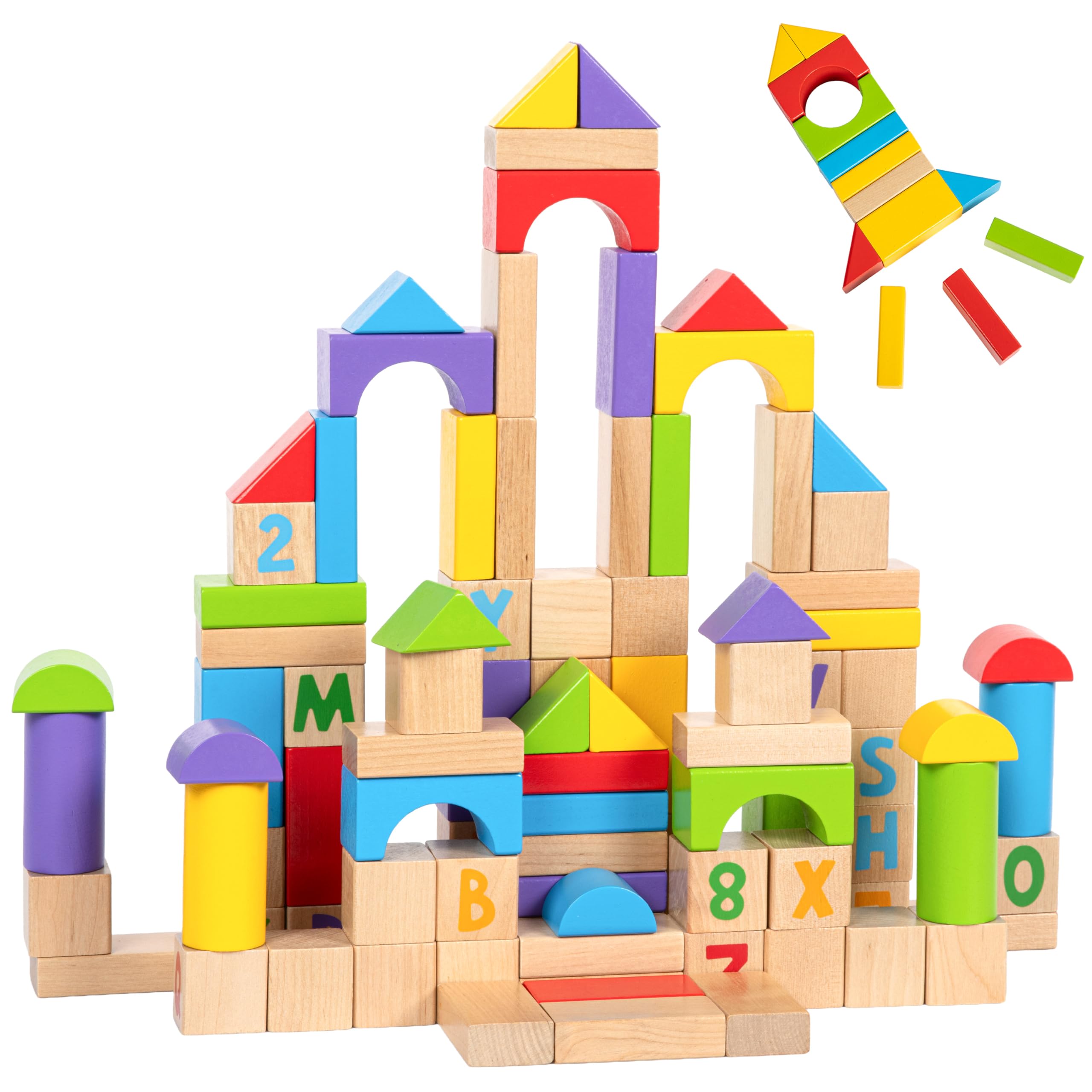 MOMOARI alphabet-number blocks colorful set enhances early literacy through hands-on play.