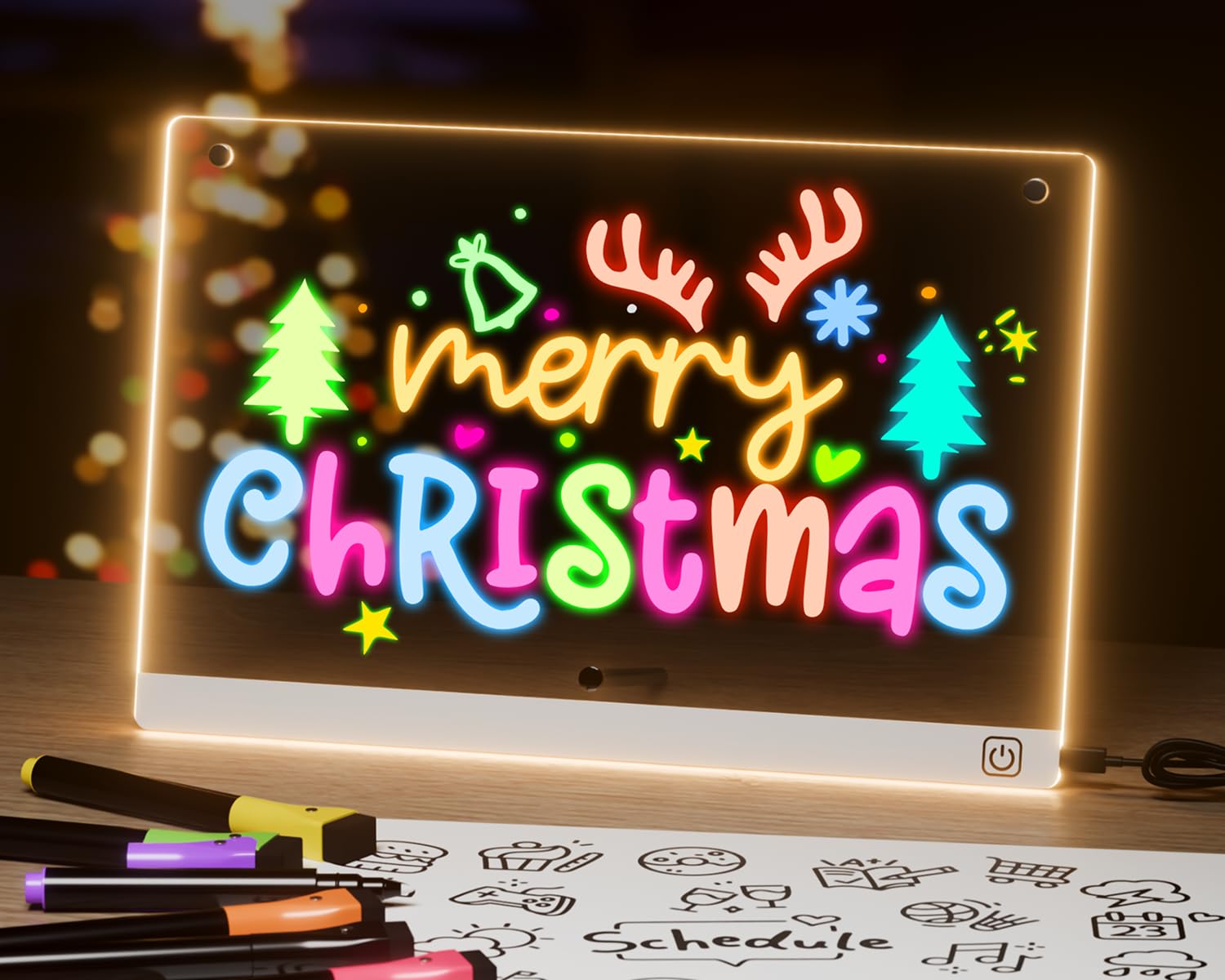 Momolumen LED Note Board with seven color glow ideal for cozy messages on any surface.