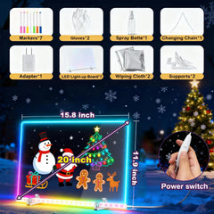 Momozzle LED drawing board with 12 fluorescent markers for bright artwork.