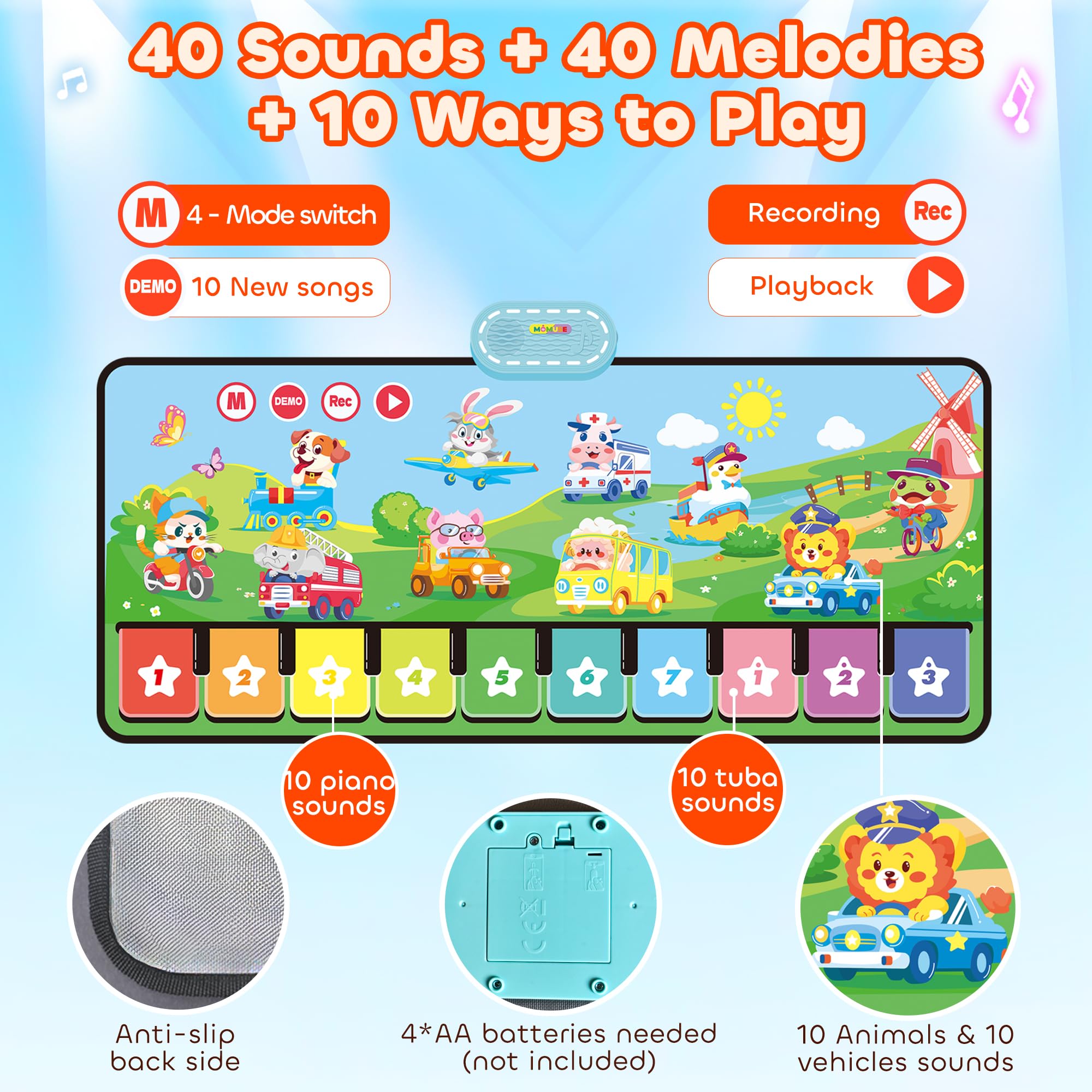 Spacious MOMUSE mat area supports hopping, stepping, and dancing.