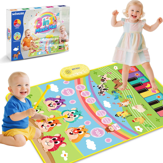 MOMUSE whack-a-mole zone play on the floor piano mat boosts active play and coordination.