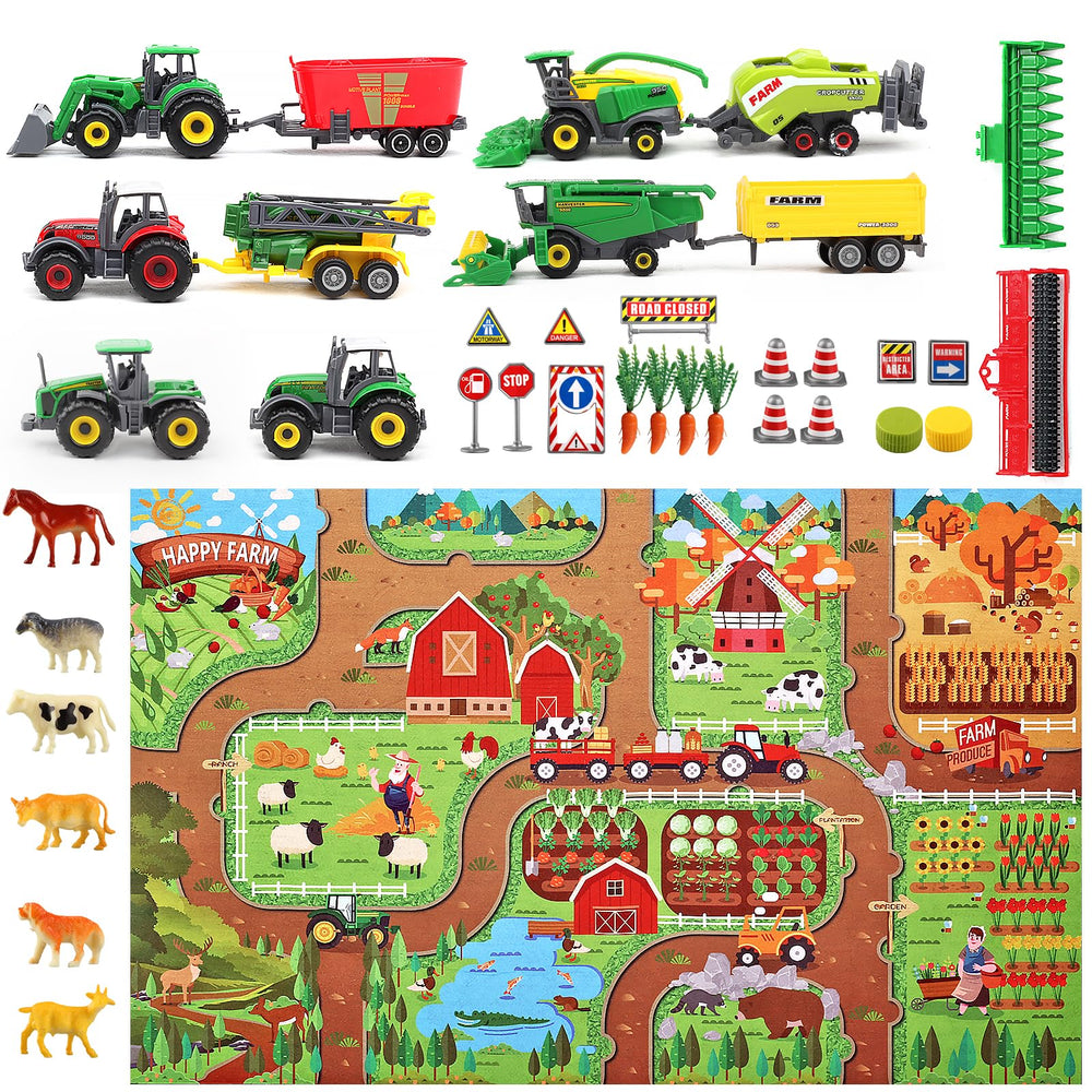 Moncasso farm vehicle set featuring harvester and other vehicles for immersive role-play.