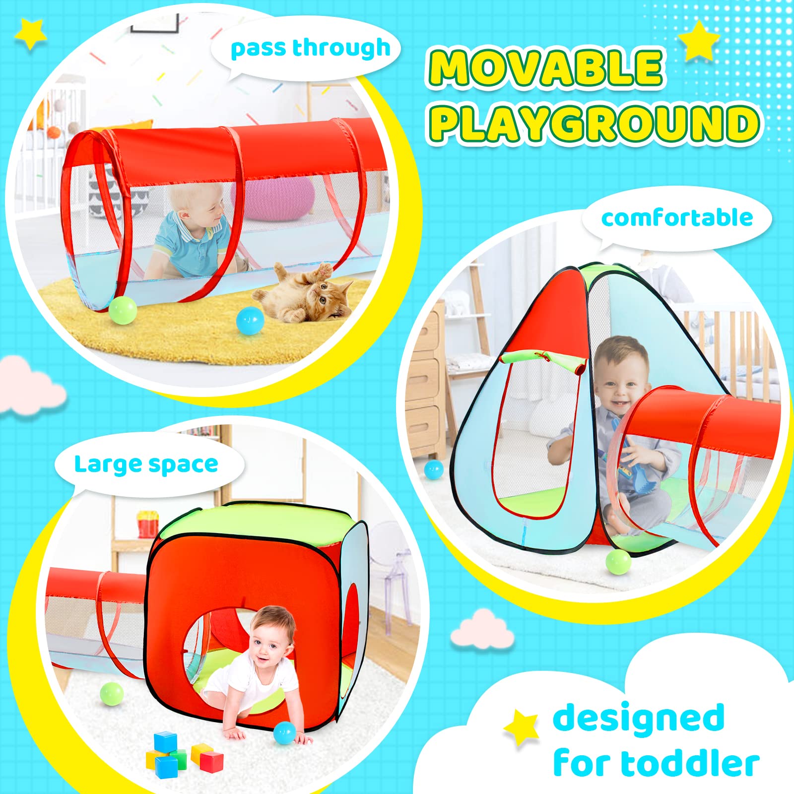 Moncoland 3pc Kids Play Tent castle tent — colorful hideaway for imaginative play