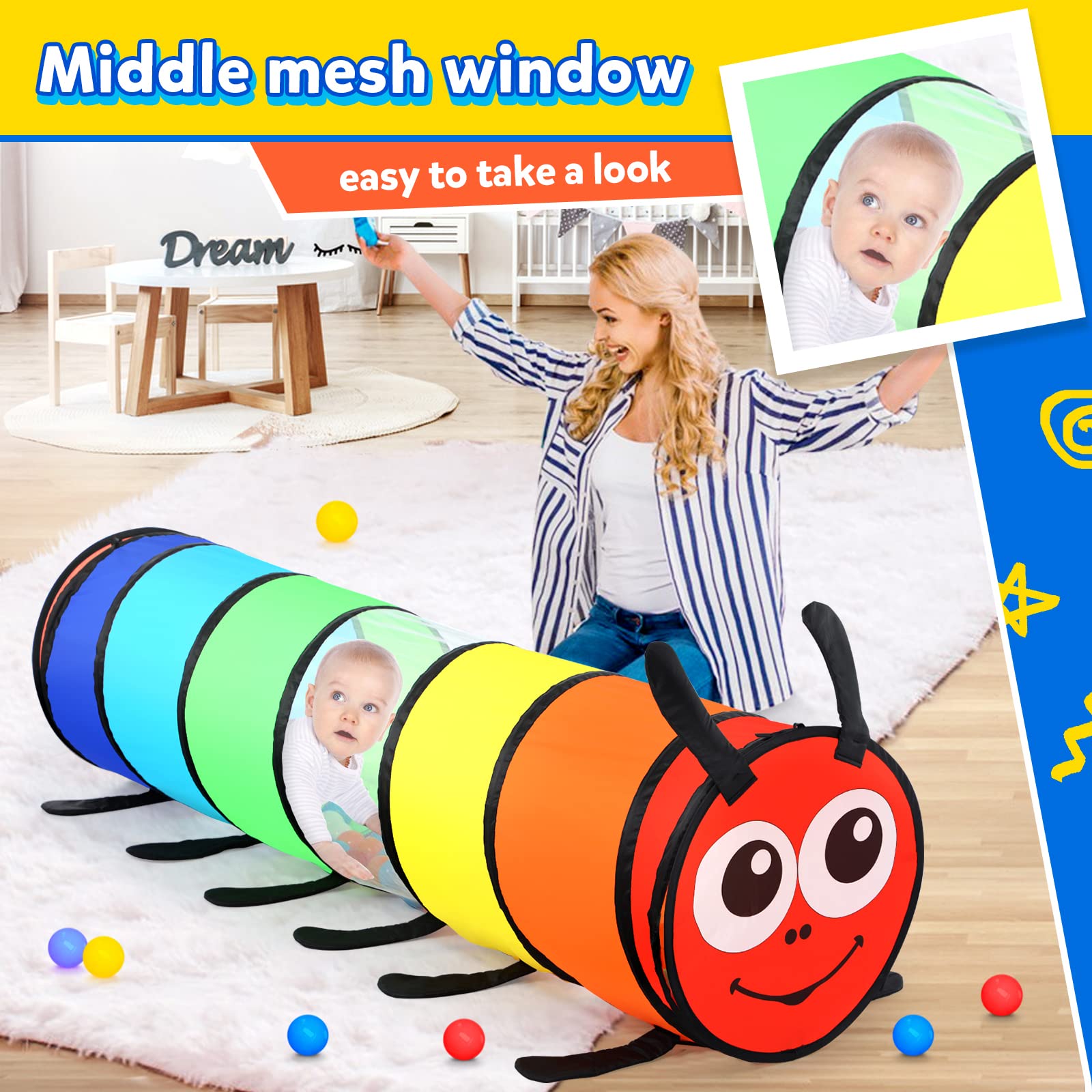 Moncoland indoor outdoor tunnel perfect for backyard play and party settings