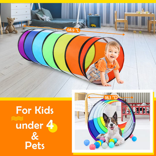 Moncoland tunnel with breathable mesh sides keeps kids secure and visible during play.