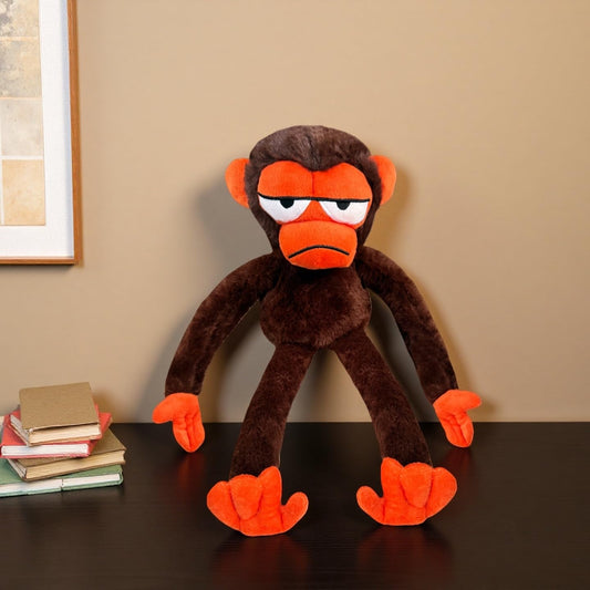 Monkey plush 12 inch side view, soft companion for bedtime