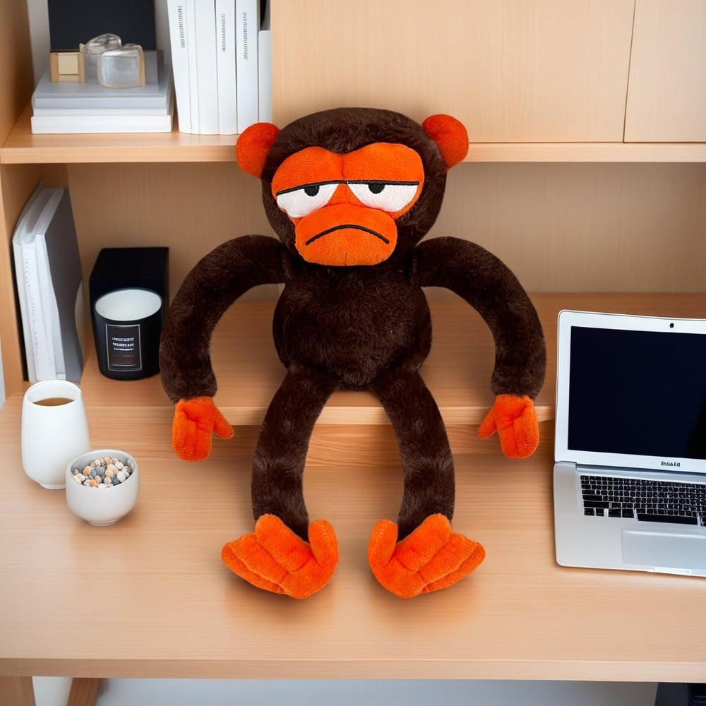 Monkey plush texture detail inviting soft squeezes and gentle play