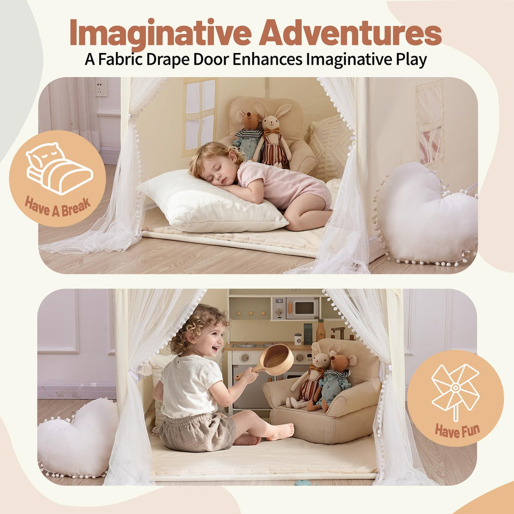 Monobeach beige frame and fabric highlight safe, child-friendly design.