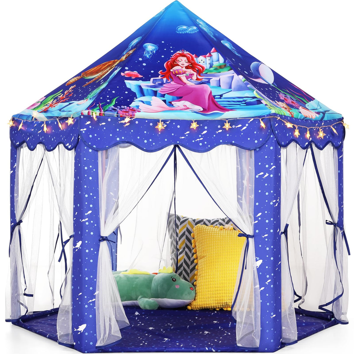 Monobeach Mermaid Princess Tent blue large playhouse; spacious space for kids to imagine