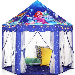 Monobeach Mermaid Princess Tent blue large playhouse; spacious space for kids to imagine