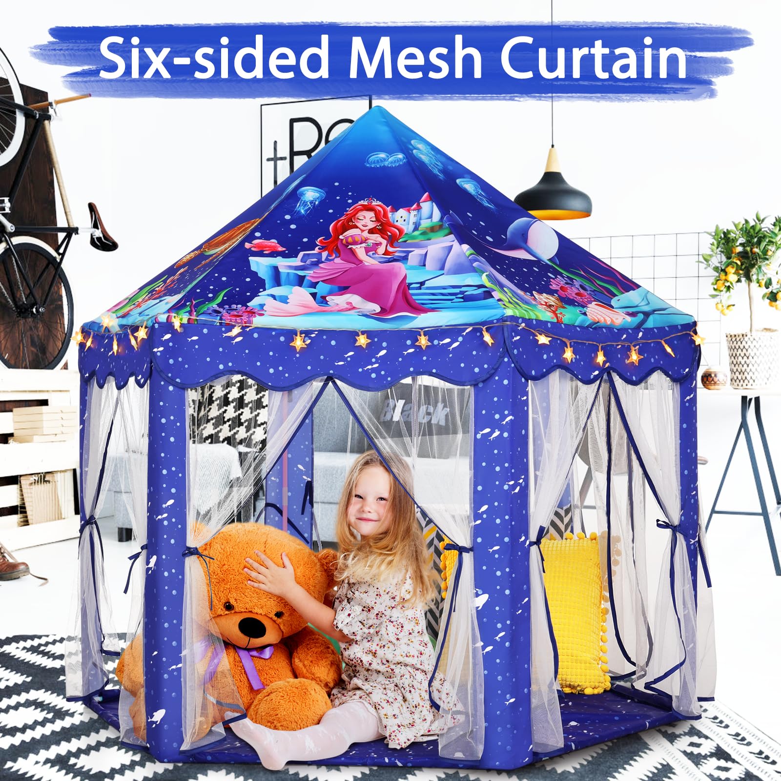 Monobeach Mermaid Princess Tent 55x53 inches fits multiple children