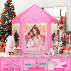 Monobeach Princess Castle Play Tent close-up of durable polyester fabric.