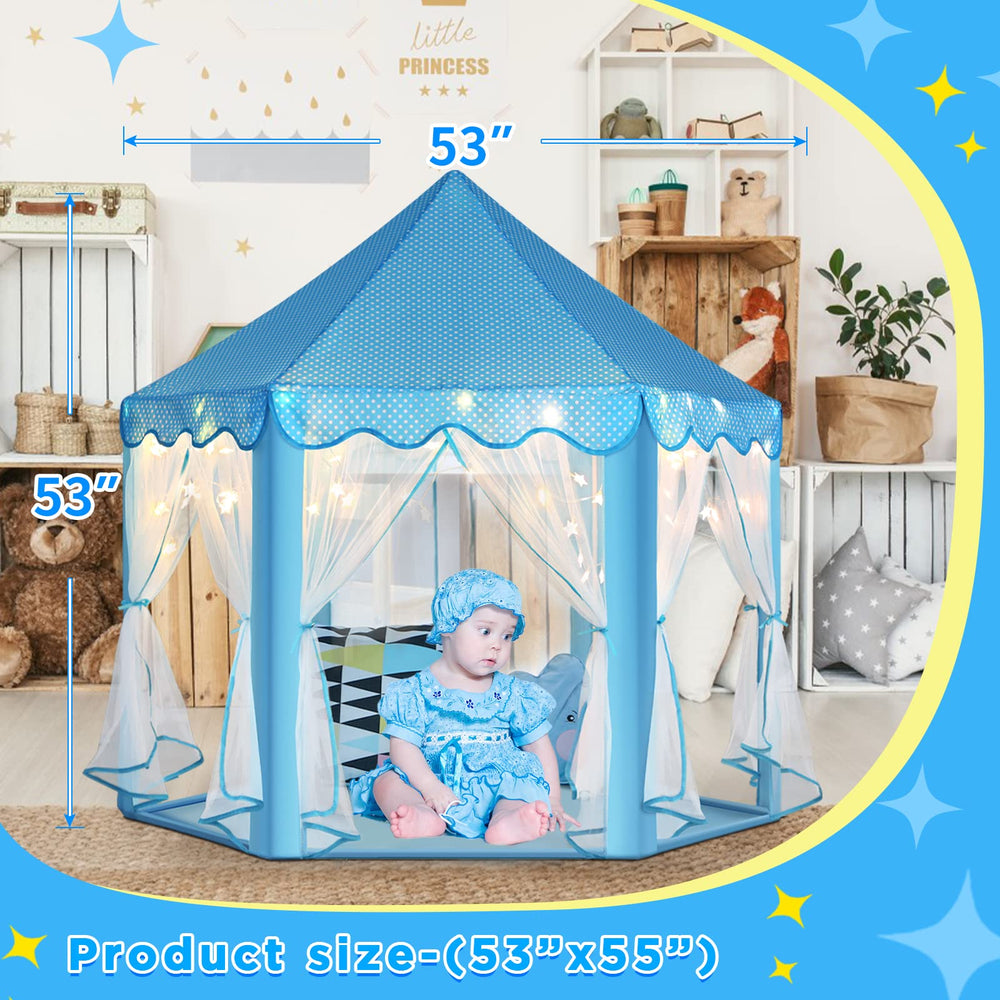 Monobeach Princess Castle Play Tent with star lights, ready as a gift.