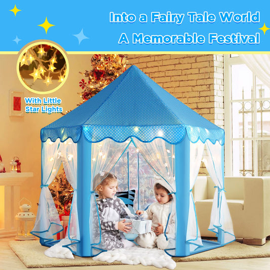 Inside view of Monobeach Princess Castle Play Tent showing space for three kids.