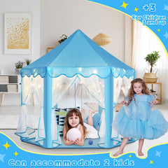 Close-up of Monobeach Princess Castle Play Tent star lights adding magical ambiance.