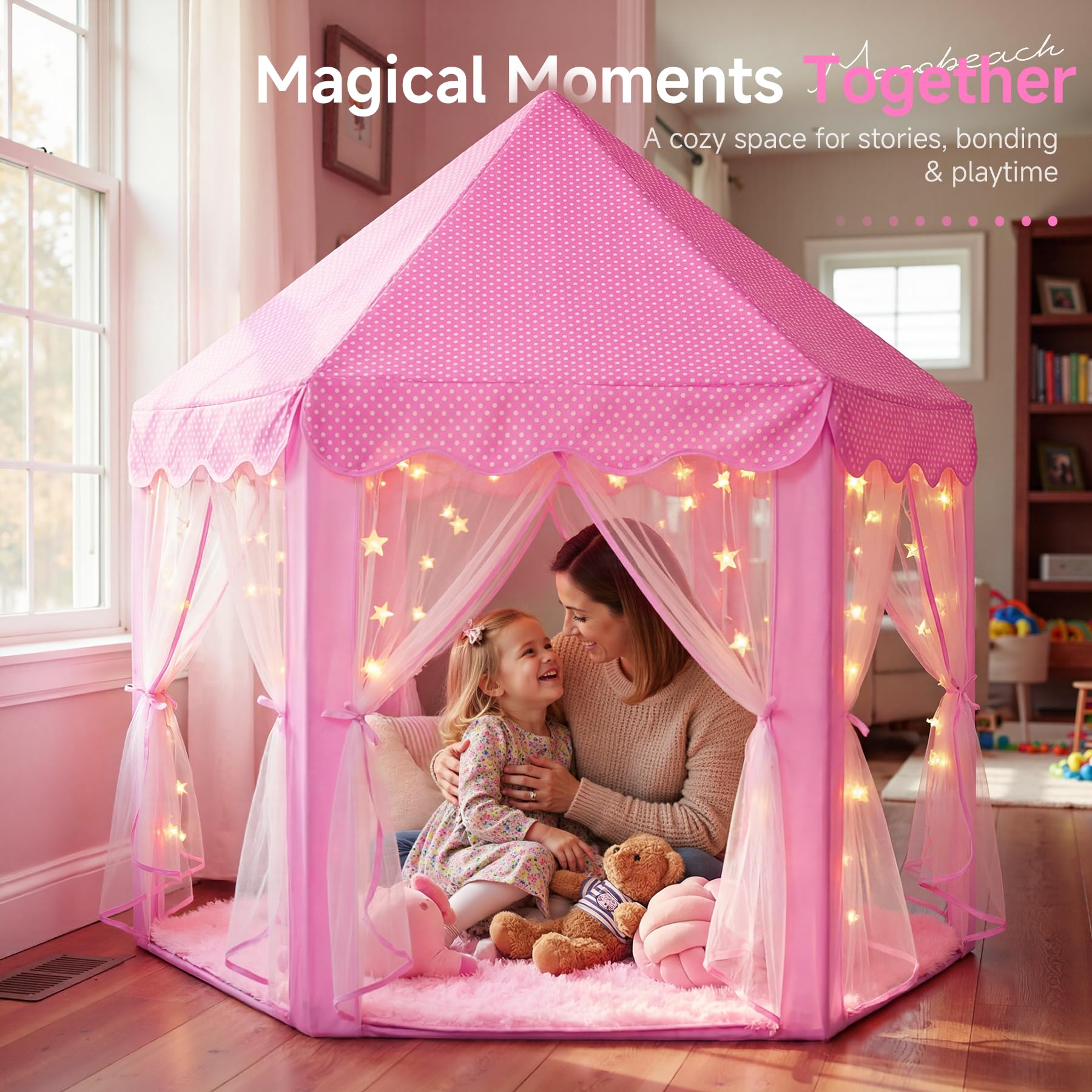 Monobeach Princess Tent in backyard creates a magical play space.