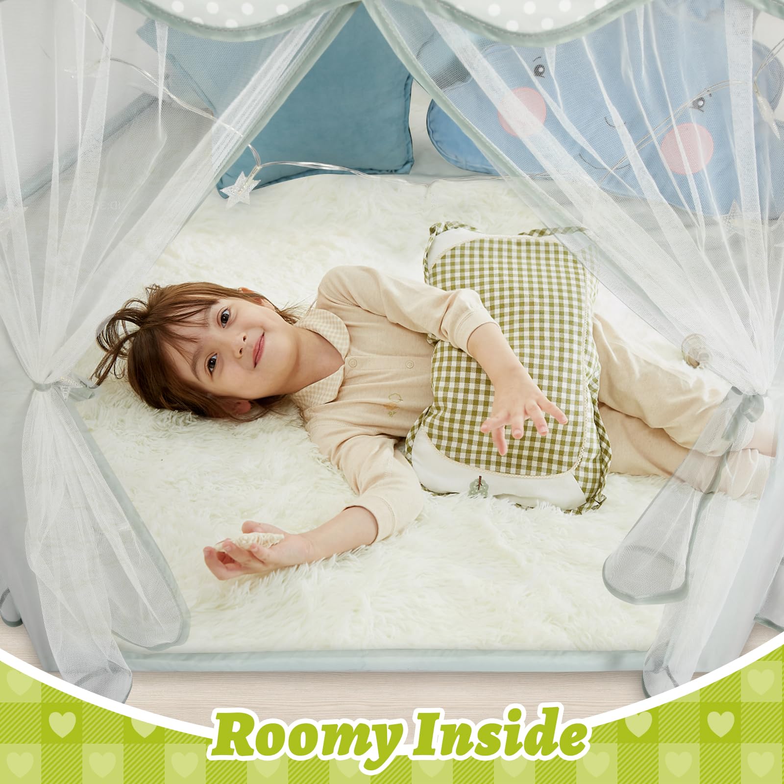 Monobeach Princess Tent easy-clean polyester keeps cleanup simple after play.