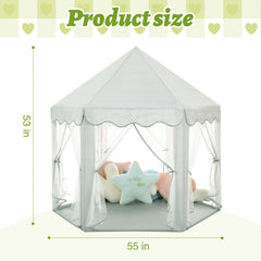 Monobeach Princess Tent packaging includes poles and star lights for setup.