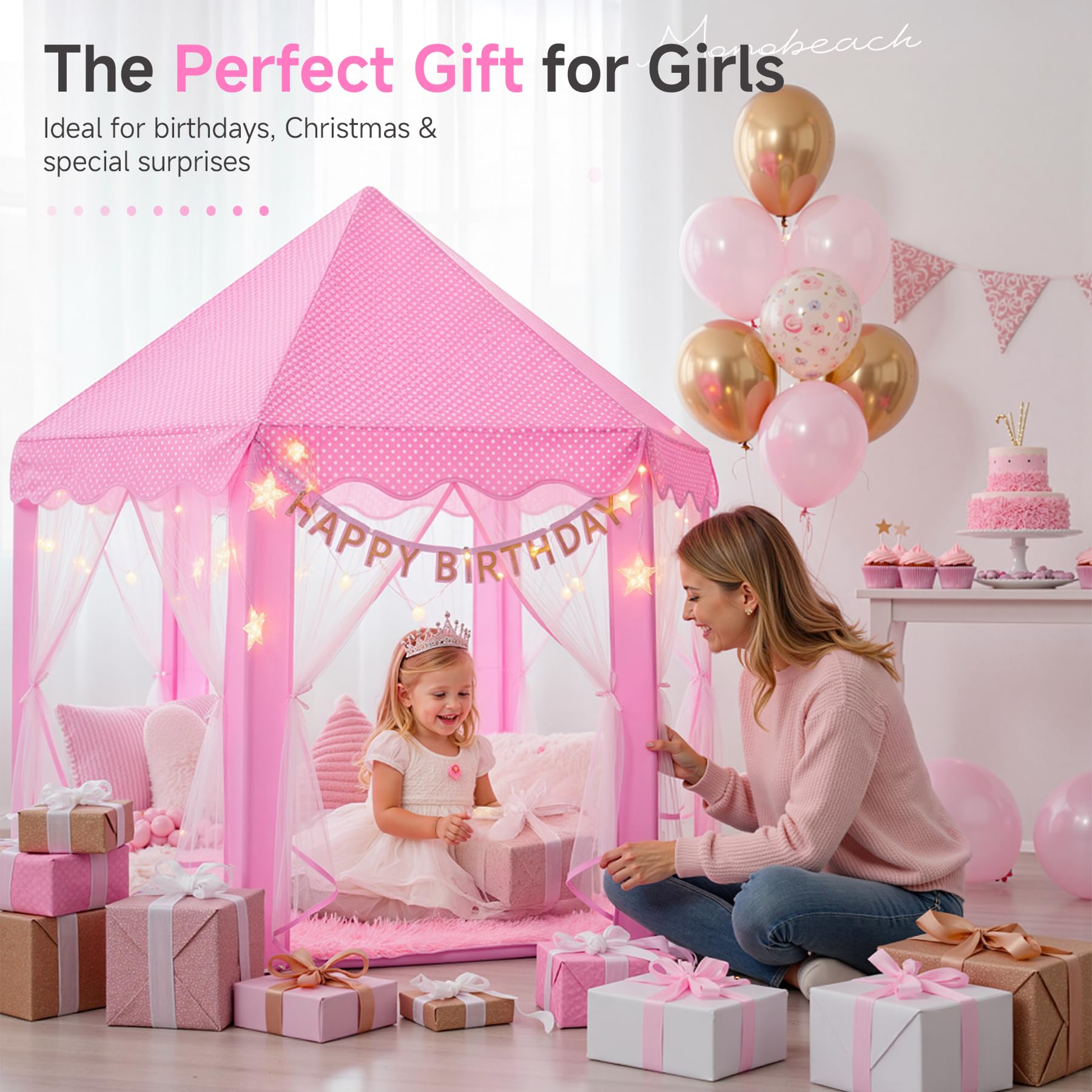 Monobeach Princess Tent poles and connectors enable easy assembly.