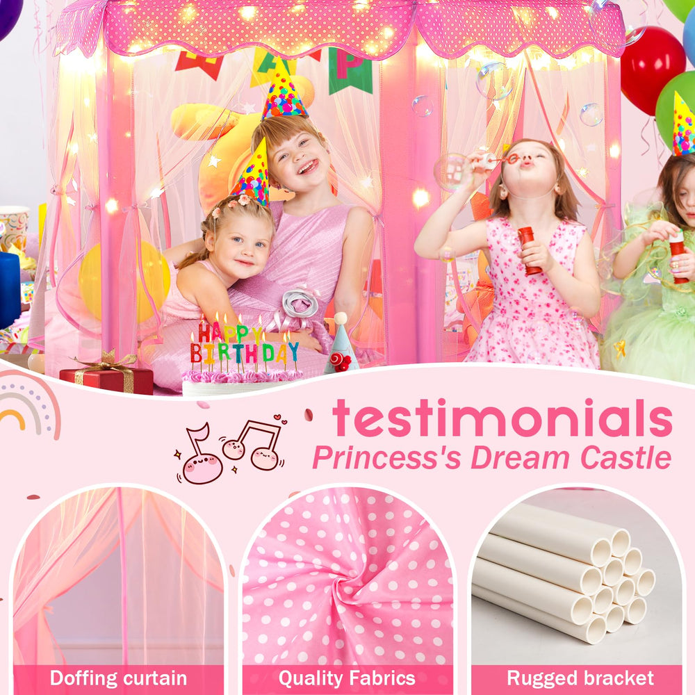 Monobeach Princess Tent spacious design fits up to three kids for shared play.