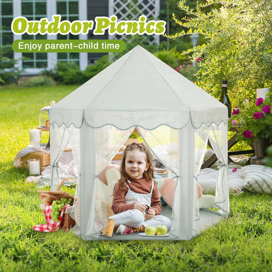 Monobeach Princess Tent with star lights adds cozy ambiance for bedtime stories.