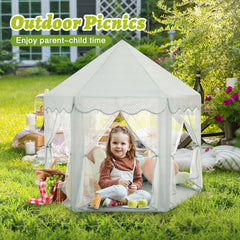 Monobeach Princess Tent with star lights adds cozy ambiance for bedtime stories.