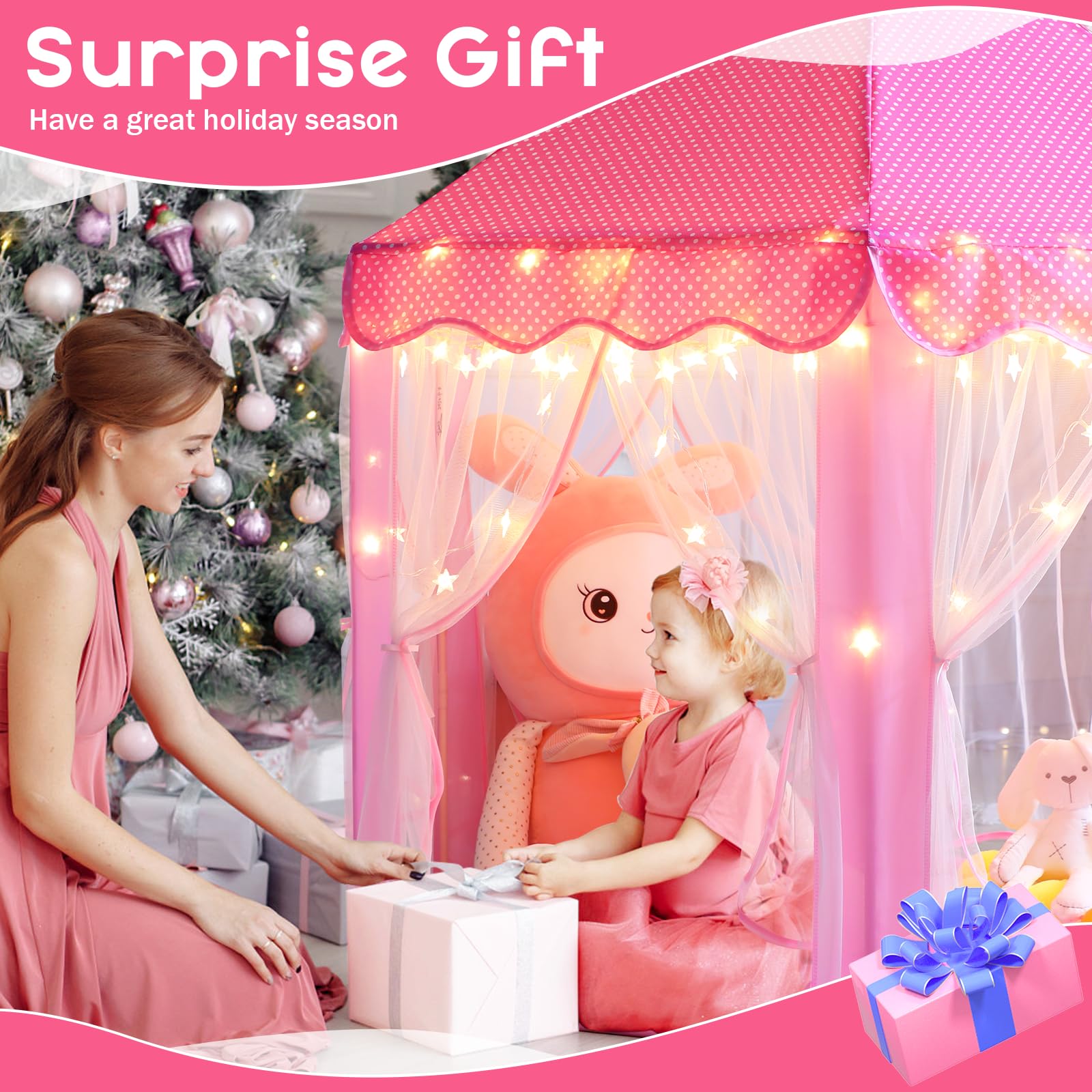 Monobeach Princess Tent star-lights illuminate bedtime stories with a cozy glow.