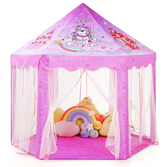 Monobeach Princess Tent with unicorn playhouse inspires imaginative private play.
