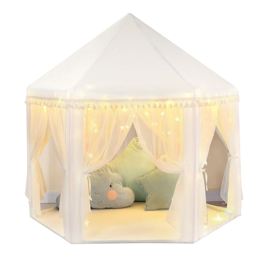 Monobeach White Princess Tent creates a cozy indoor play space with princess charm.