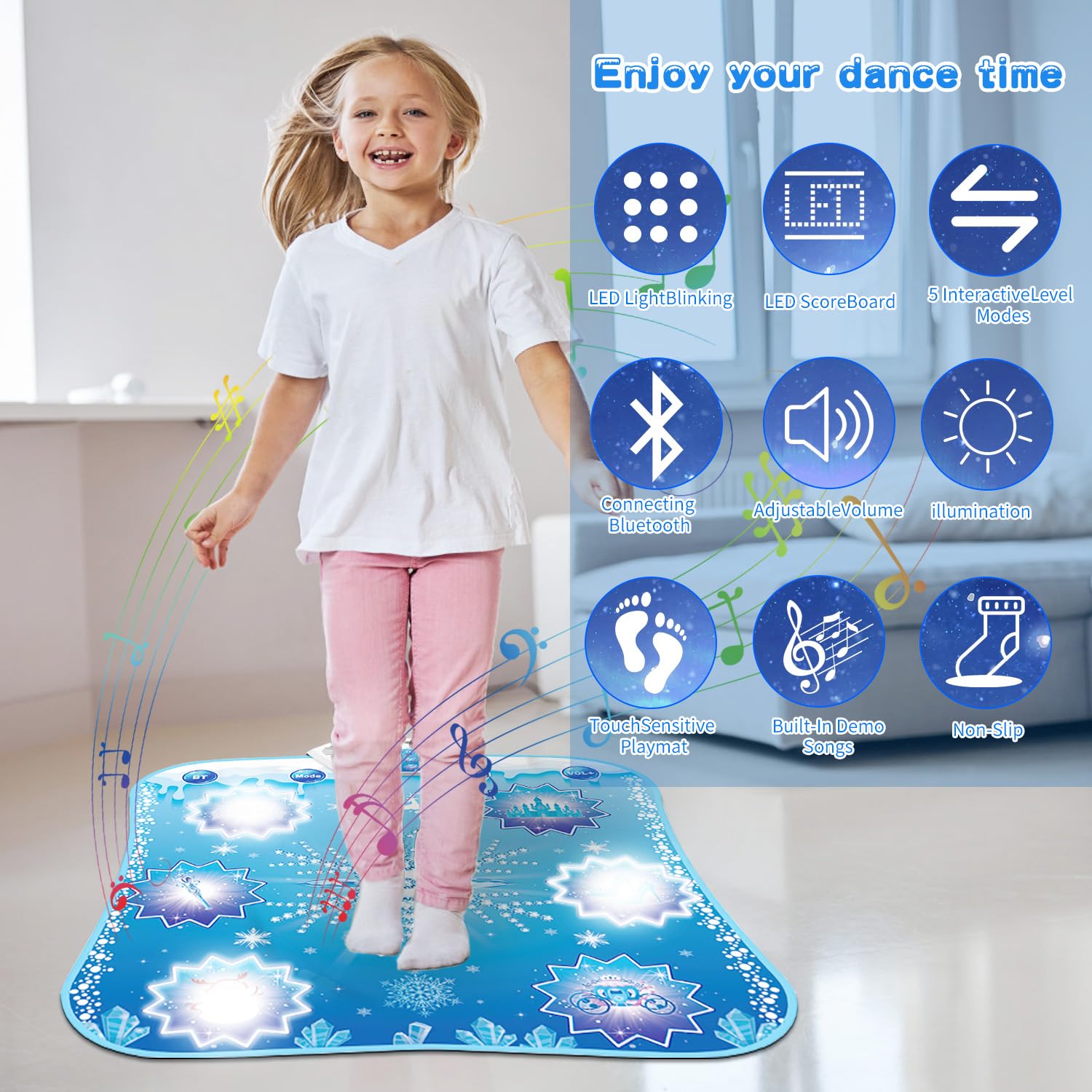 monochildoing frozen dance mat bluetooth pairing for music and dancing.
