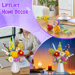 MONOFUN Flower Bouquet Building Set decorative grass accents add natural texture