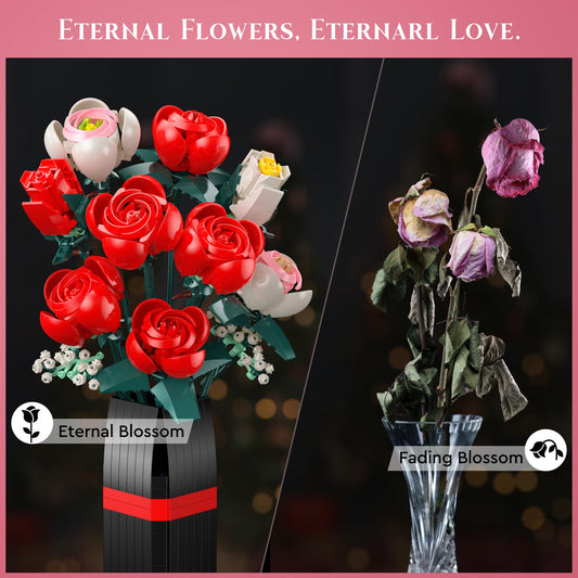 MONOFUN rose bouquet assembly pieces enabling customizable height and shape