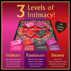 MONOGAMY relationship cards close-up highlighting thoughtful prompts.