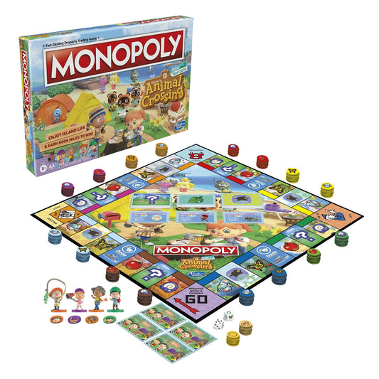 Monopoly Animal Crossing New Horizons edition island-life artwork brightens the board for immersive play.