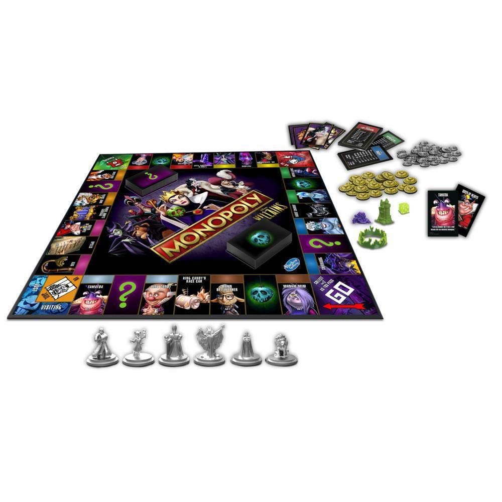 Monopoly Disney Villains Edition tokens and Power cards enabling strategic twists during play.