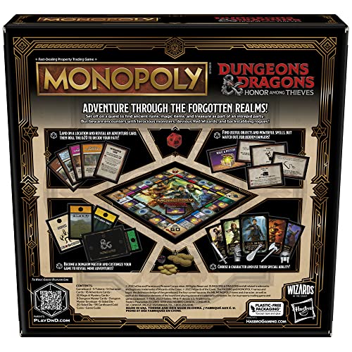 Monopoly D&D Honor Among Thieves character tokens enable themed play with unique abilities.