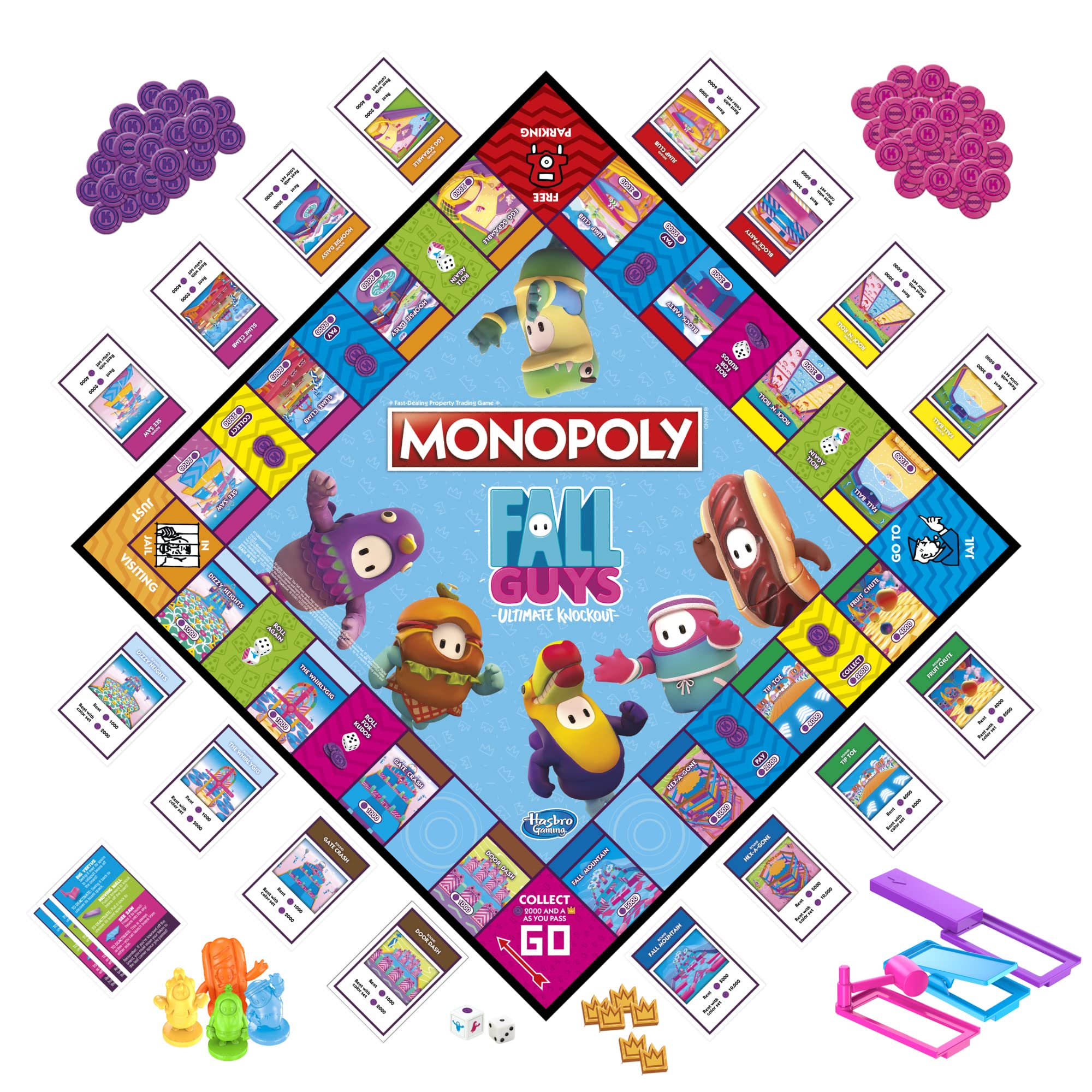 Monopoly Fall Guys obstacle image highlights 3D challenges that energize game nights.
