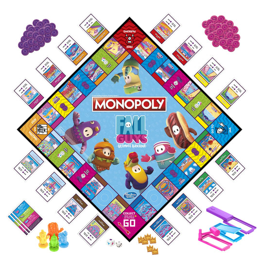 Monopoly Fall Guys obstacle image highlights 3D challenges that energize game nights.