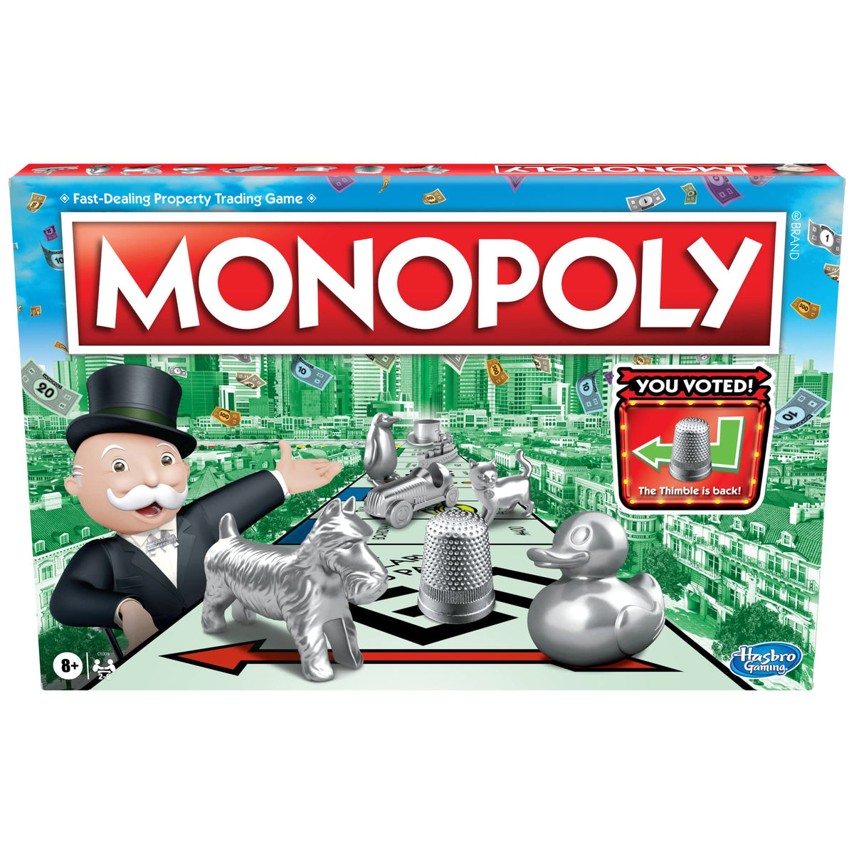 Monopoly game board close-up for family play.