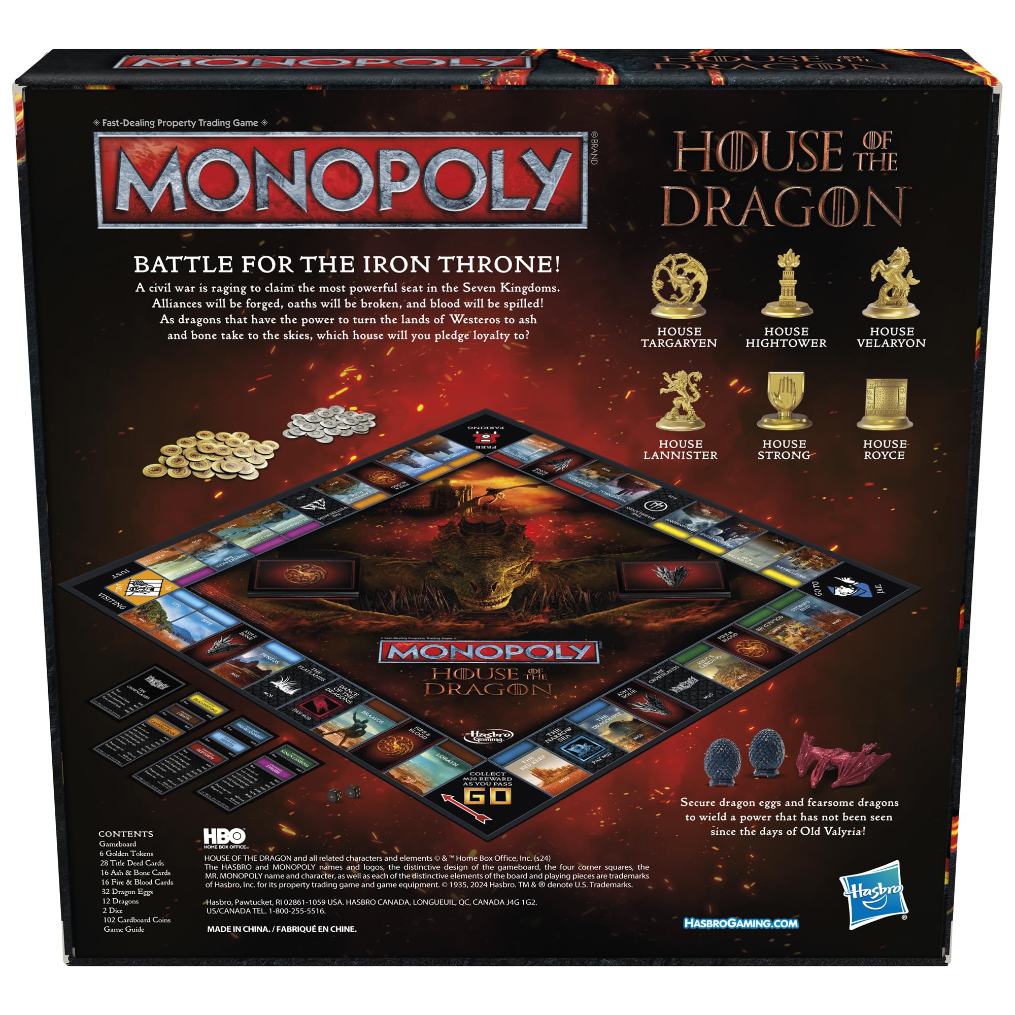 Dragon eggs and dragons replace houses for dramatic territory control.