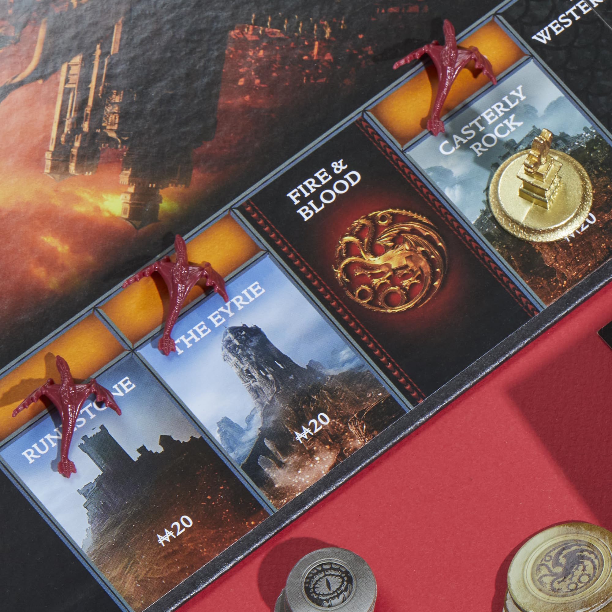 Detailed game pieces and tokens enrich thematic play.