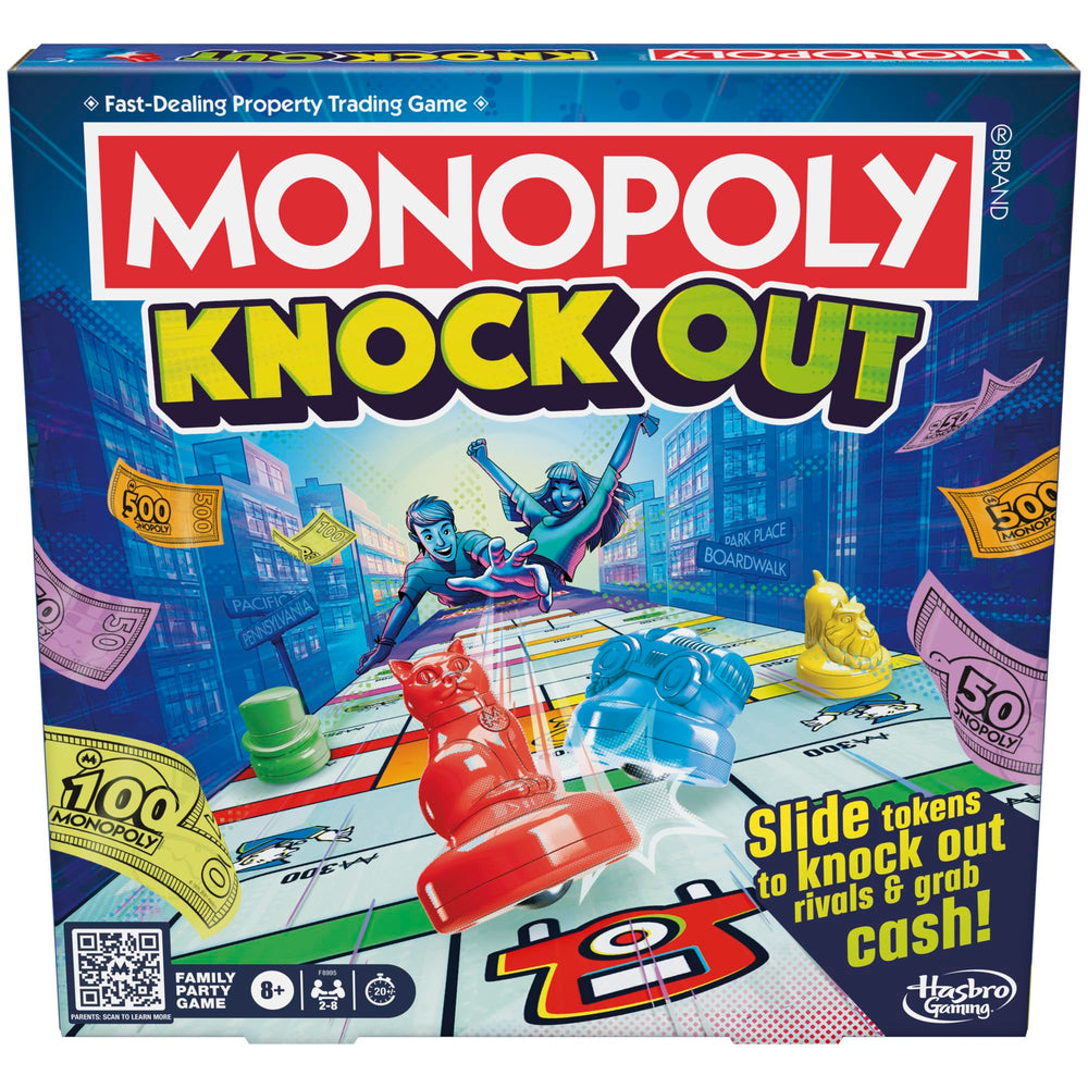 Monopoly Knockout gameboard overview showing the slide path, ideal for lively family game nights