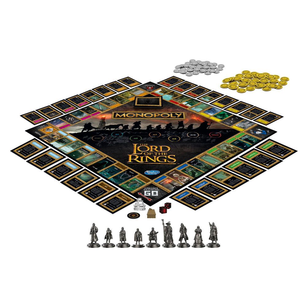 Monopoly Lord of the Rings Edition gameboard laid out for immersive play